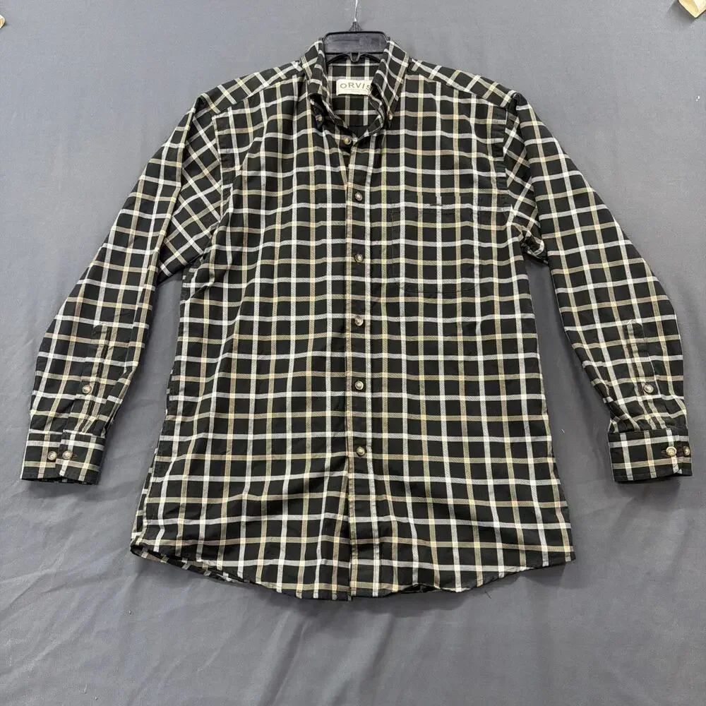 Orvis Men's Plaid Long Sleeve Cotton M Shirt